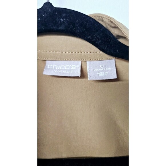 CHICO'S Zenergy Khaki Long Sleeve Zipup Side Lace Women Jacket - Picture 2 of 7